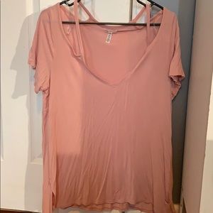 Pink Super Soft Cold Shoulder Tee
